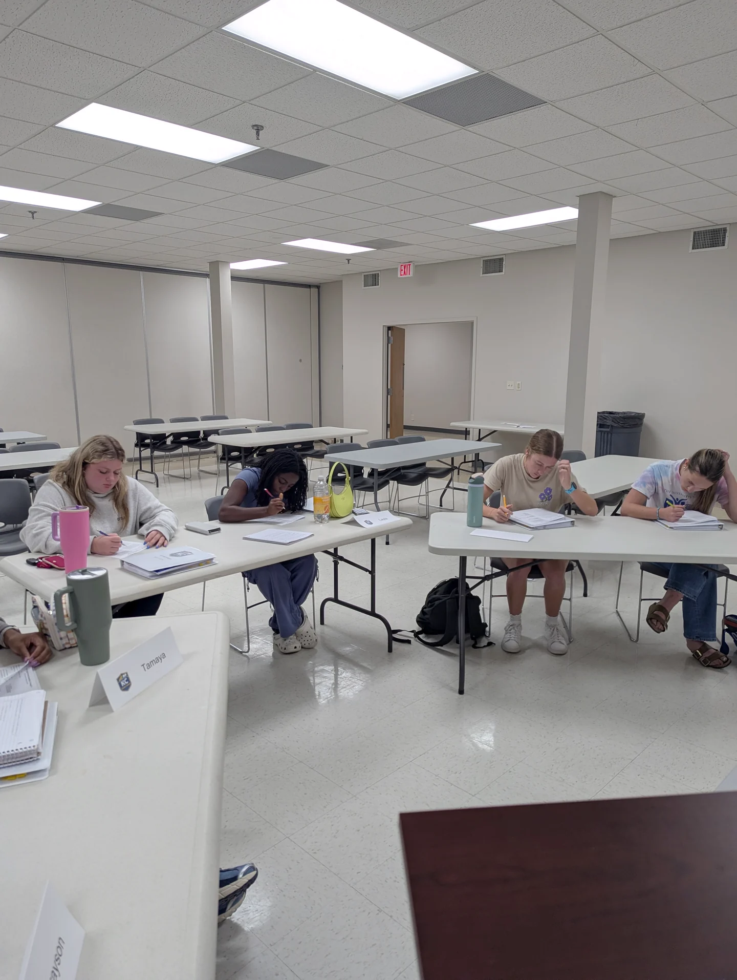 Students working through practice questions during a September KC Cram Course class